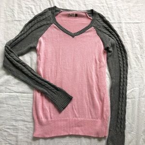 SO Baby Pink Grey Raglan Sweater - small
